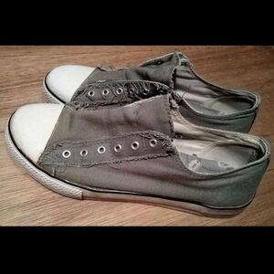 Women's Shoes by Arizona, Size 8.5, Canvas Lace Up Sneakers in Olive Green/Grey